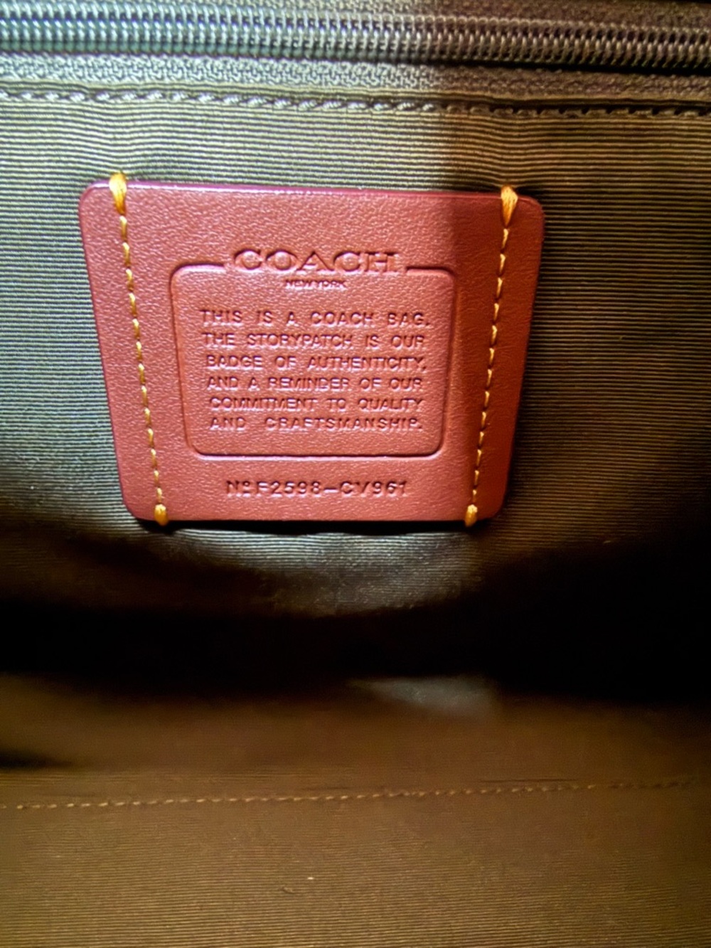 Coach Rowan Satchel Bag Olive/Gold hardware Signature Top Handle Crossbody NWT - Picture 8 of 14